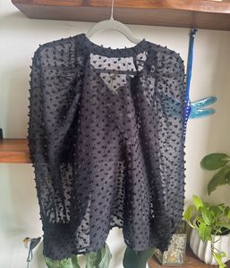Chic Zara Black Textured Sheer Blouse