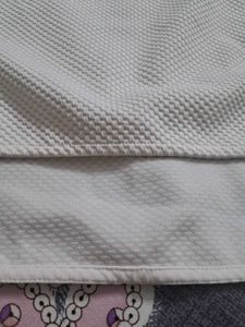 Zara W&amp;B White Textured Top thick quarter sleeves