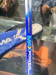 blue Cosco Max Power aluminum tennis racquet, whic