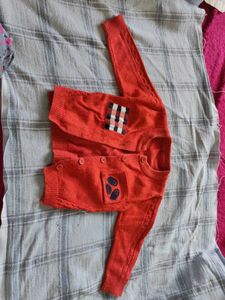 Orange Cardigan with Patch Detail