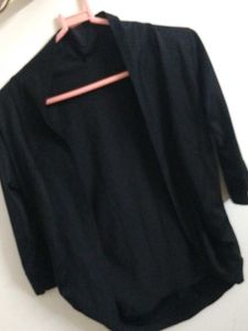 Black Open Front Cardigan