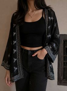 black sheer kimono shrug