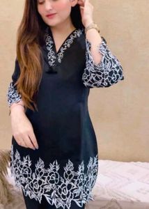 Elegant Black embroidered cord set in XL size