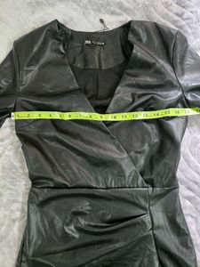 zara Faux Leather Wrap Dress bust 32 waist 28