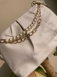 White Pearl Embellished Shoulder Bag
