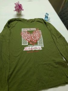 Olive Color Full Sleeves T Shirt