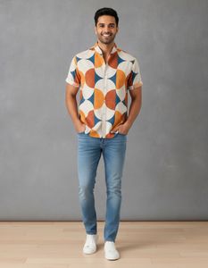 Retro Geometric Print Shirt