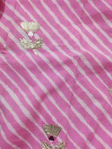 Pink Leheriya Kurta with Gold Embellishments