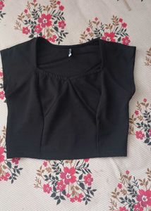 Chic Black Crop Top and skirt set