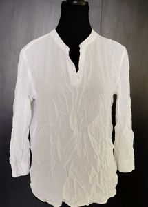 White Crinkle Tunic Top