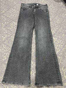 low waisted Flared Grey Wash Denim Jeans
