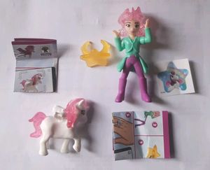 Kinder Joy Pink Unicorn and girl doll toys