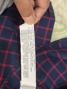 Zara Men's Navy &amp; Red Checkered Shirt