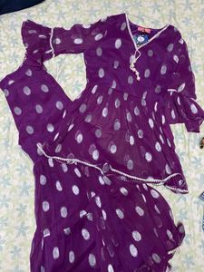 Purple Polka Dot Sharara Kameez