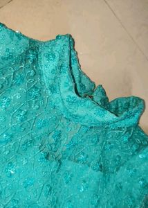 Stunning Teal Lace Tiered Midi Dress