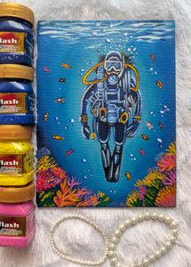 Mini Underwater Scuba Diver Painting