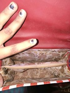 Red &amp; White Striped box sling Bag