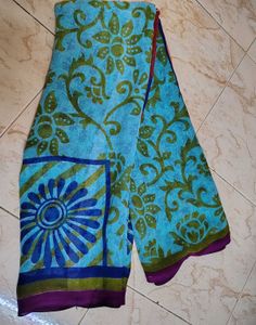 Blue Floral Print Saree with blouse
