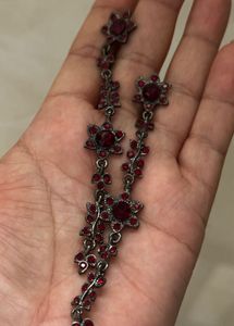 victorian  Red Stone Dangle Earrings