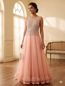 Stunning Peach Embellished Gown