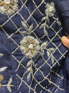 Navy Blue Embroidered Kurta Set