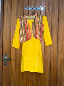 Vibrant Yellow Kurta Set with Jacket