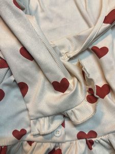 Heart Print V-Neck Top