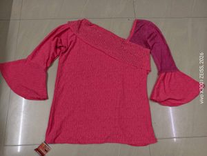 New Chic Pink Bell Sleeve Top