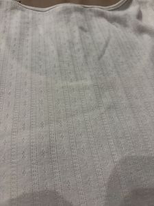 White Ribbed Design Cropped T-Shirt