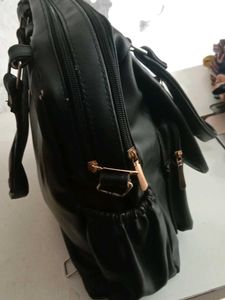Classic Black Leather Handbag