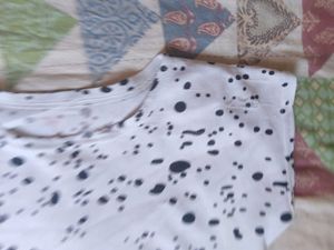 mini white  crop top  with black dots