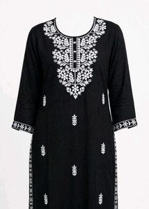 Embroidered Black Kurta
