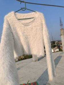 Fluffy White Crop Top