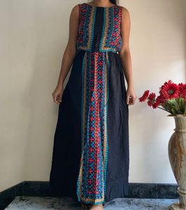 Printed Black Maxi Dress by Max Fashion