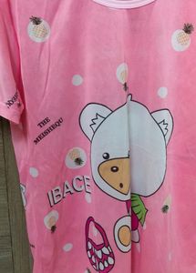 Cute Pink Bear Print Tee