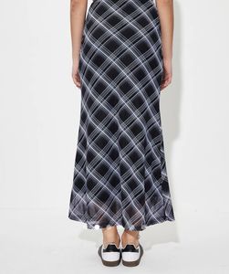 Plaid straight skirt