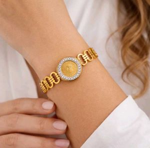Anti Tarnish Gold Coin Bangle Bracelet