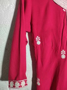 Vibrant Pink Chikankari Kurta set