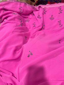 Elegant Pink Embroidered Saree