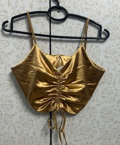IMPORTED Golden Ruched Camisole Top