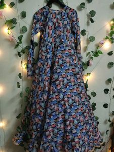 Blue 🔵 multi Color Cotton Formal Dress