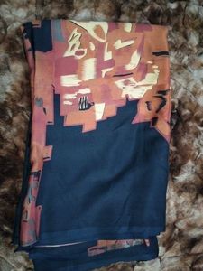 Elegant Blue &amp; Brown Printed Saree