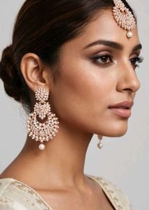 Chandbali Earring &amp;Tikka Set with free stud earri