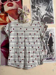 Cute Striped Heart T-Shirt