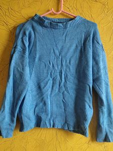Blue Knit Pullover Sweater