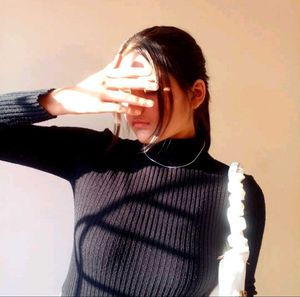 Chic Ribbed Black Turtleneck Sweater