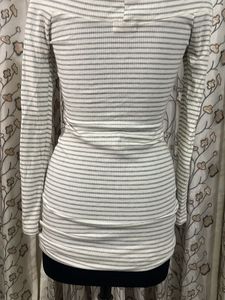 Striped Off-Shoulder Long Sleeve Top