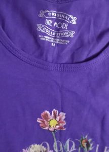 Purple Floral Print Long Sleeve Top