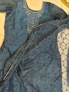 Embellished Teal Kurta with Dupatta