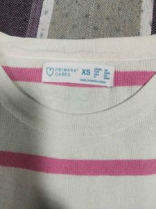Primark Striped Cream &amp; Pink Tank Top